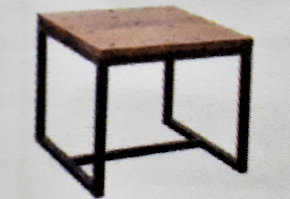 Oak Top End Table With Square Base